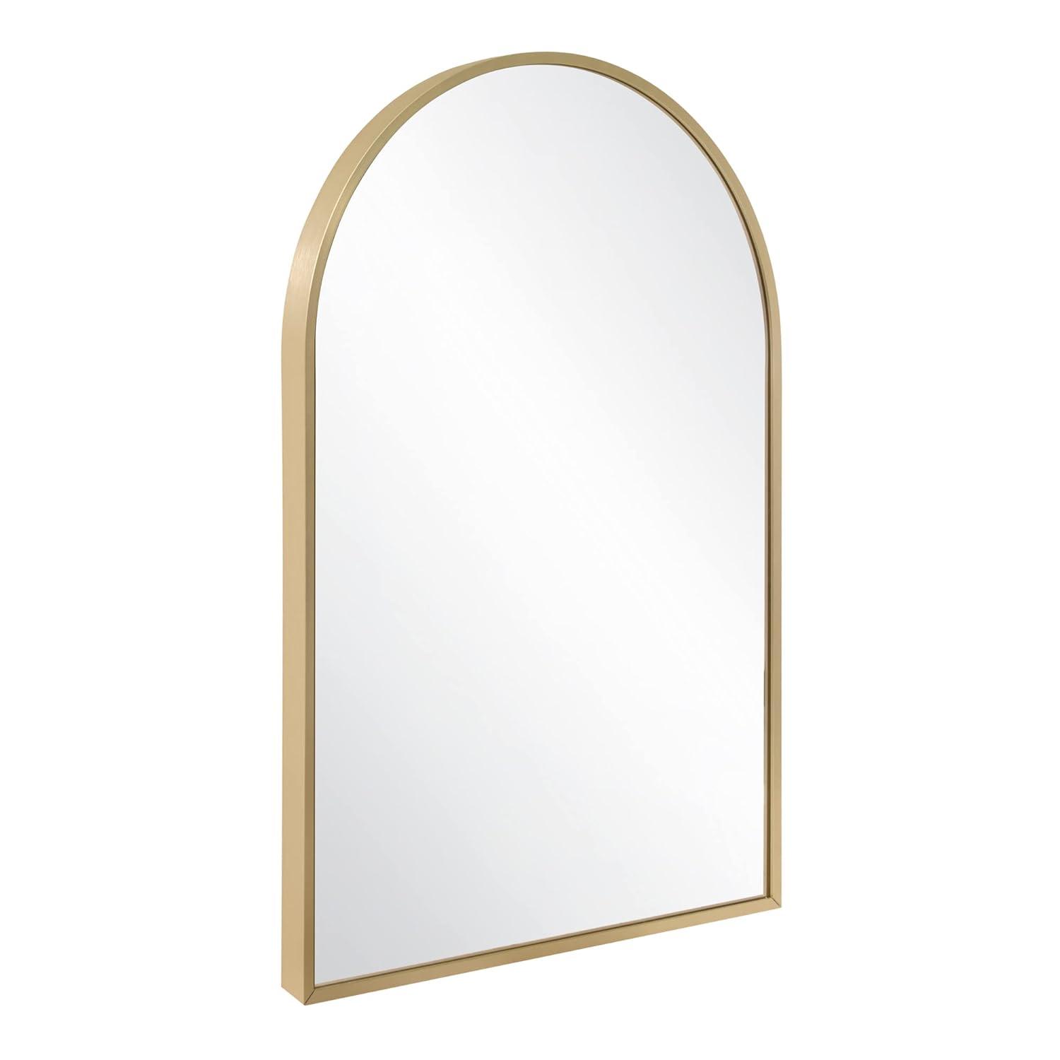 Maeve Arched Wall Accent Mirror – 36-Inch H X 24-Inch L, Modern Metal Framed – Living Room, Bedroom, Bathroom Vanity Mirror – Gold – Design House, 596726-GLD