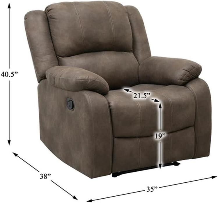 Lexicon Fairview Polished Microfiber Upholstered Manual Recliner in Brown