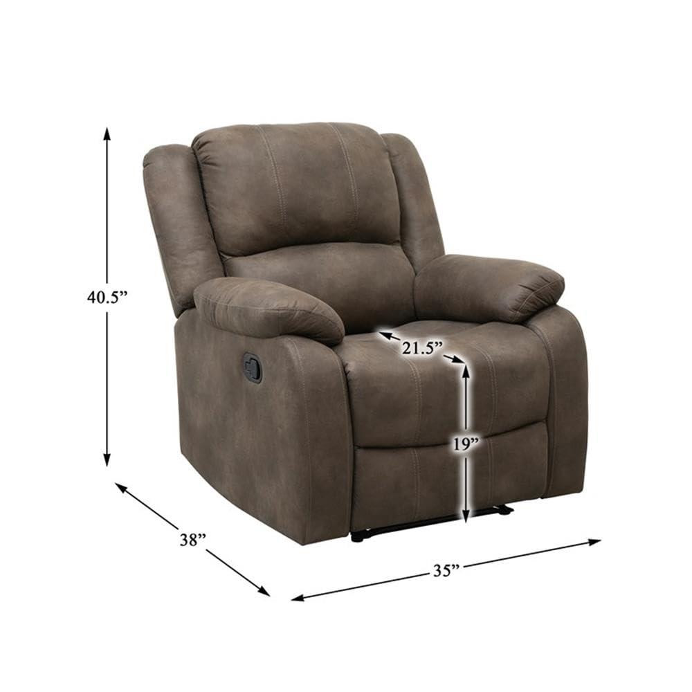 Lexicon Fairview Polished Microfiber Upholstered Manual Recliner in Brown
