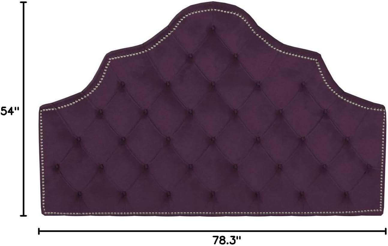 SAFAVIEH Arebelle Rustic Glam Tufted Headboard with Nail Heads, King, Chocolate