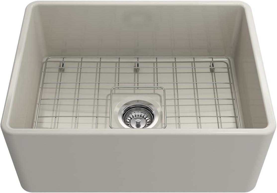 Matte Black Fireclay Farmhouse Single Bowl Kitchen Sink with Accessories