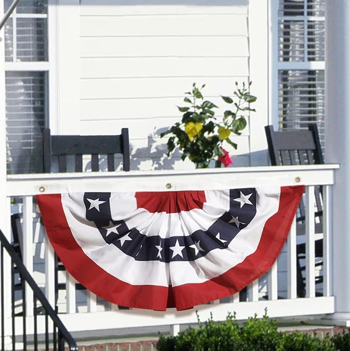 American Poly Cotton Patriotic Pleated Fan by Annin, 18" x 36"