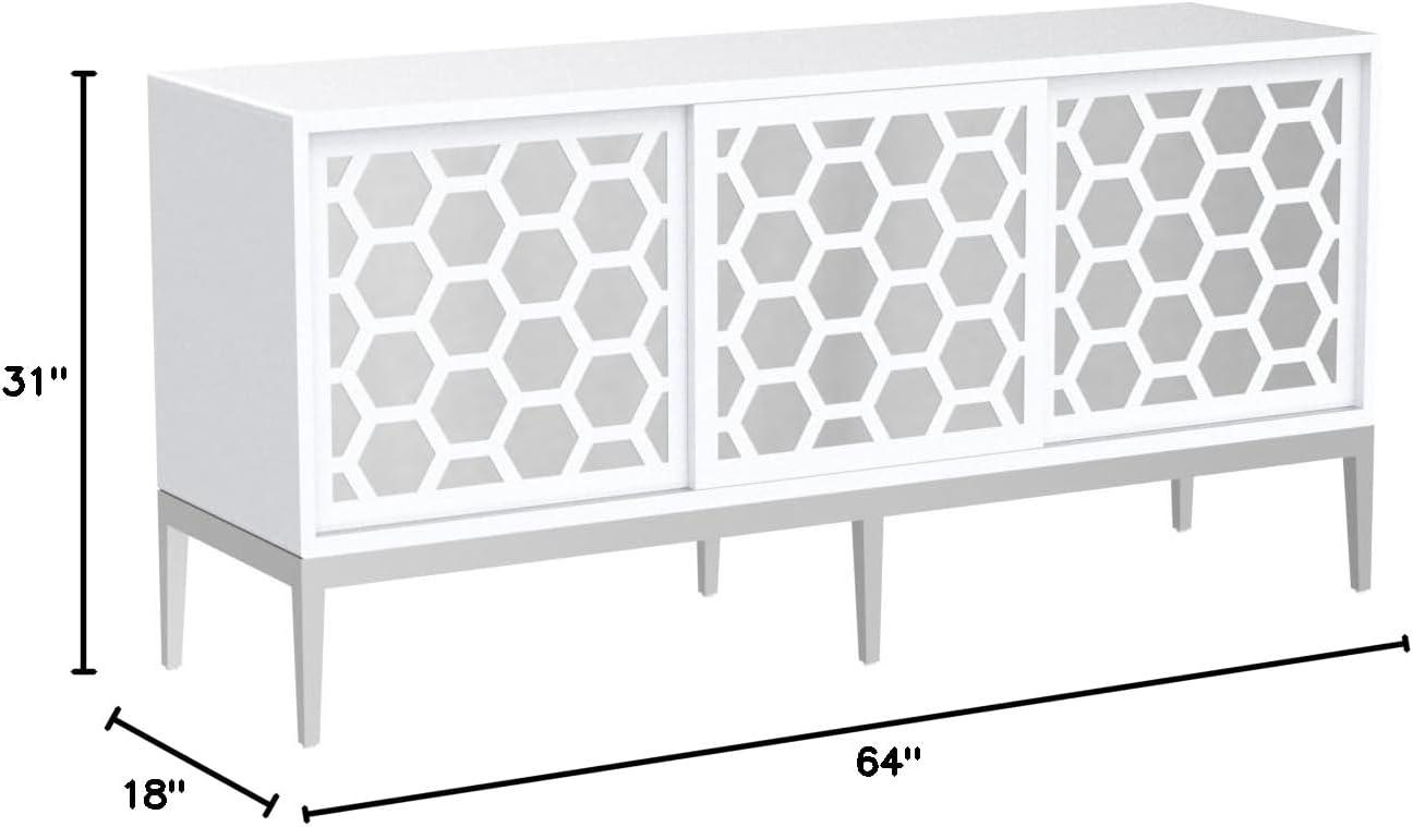 Meridian Furniture Zoey Aparador Buffet de Madera en Laca Blanca