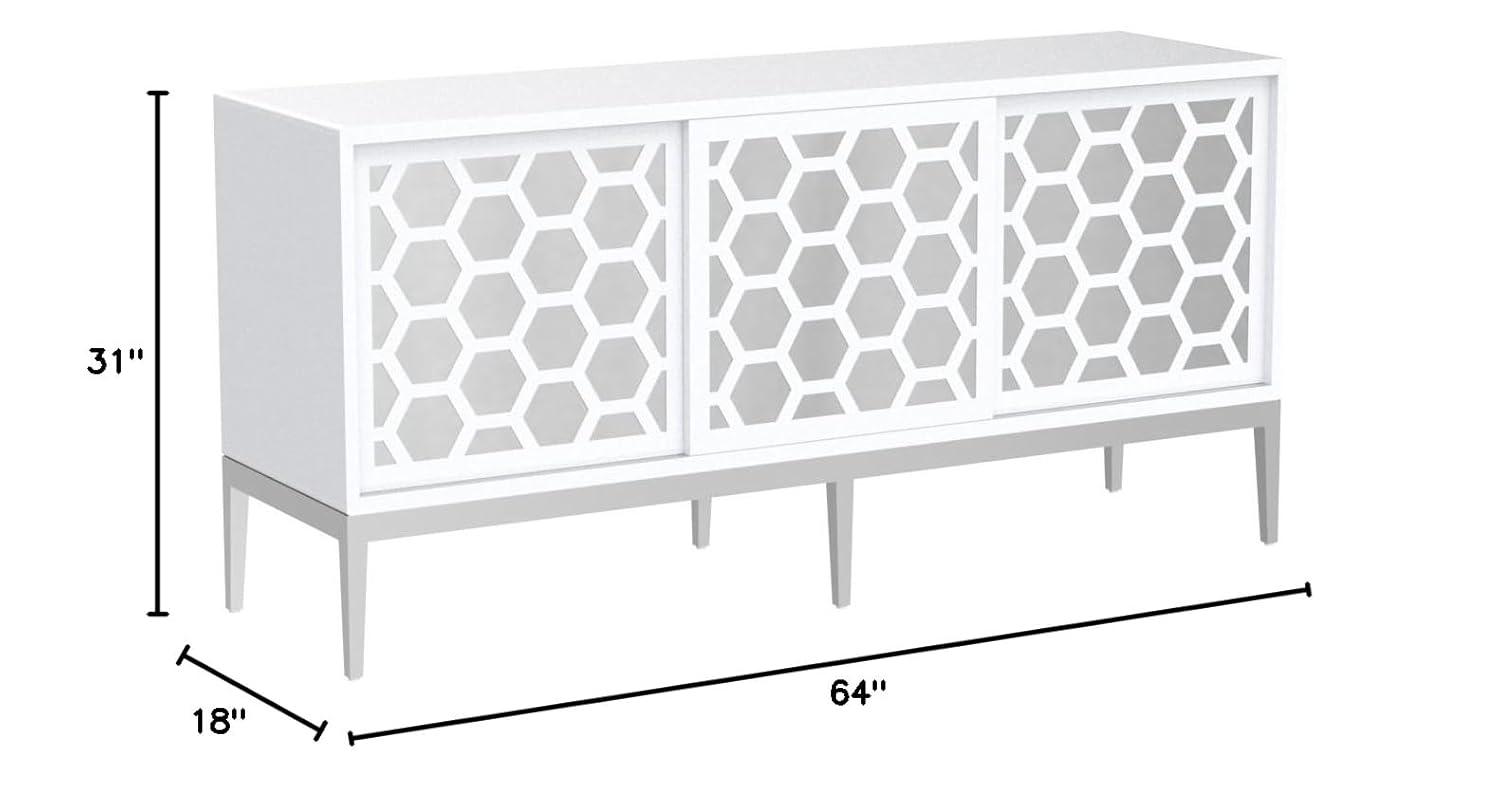 Meridian Furniture Zoey Aparador Buffet de Madera en Laca Blanca
