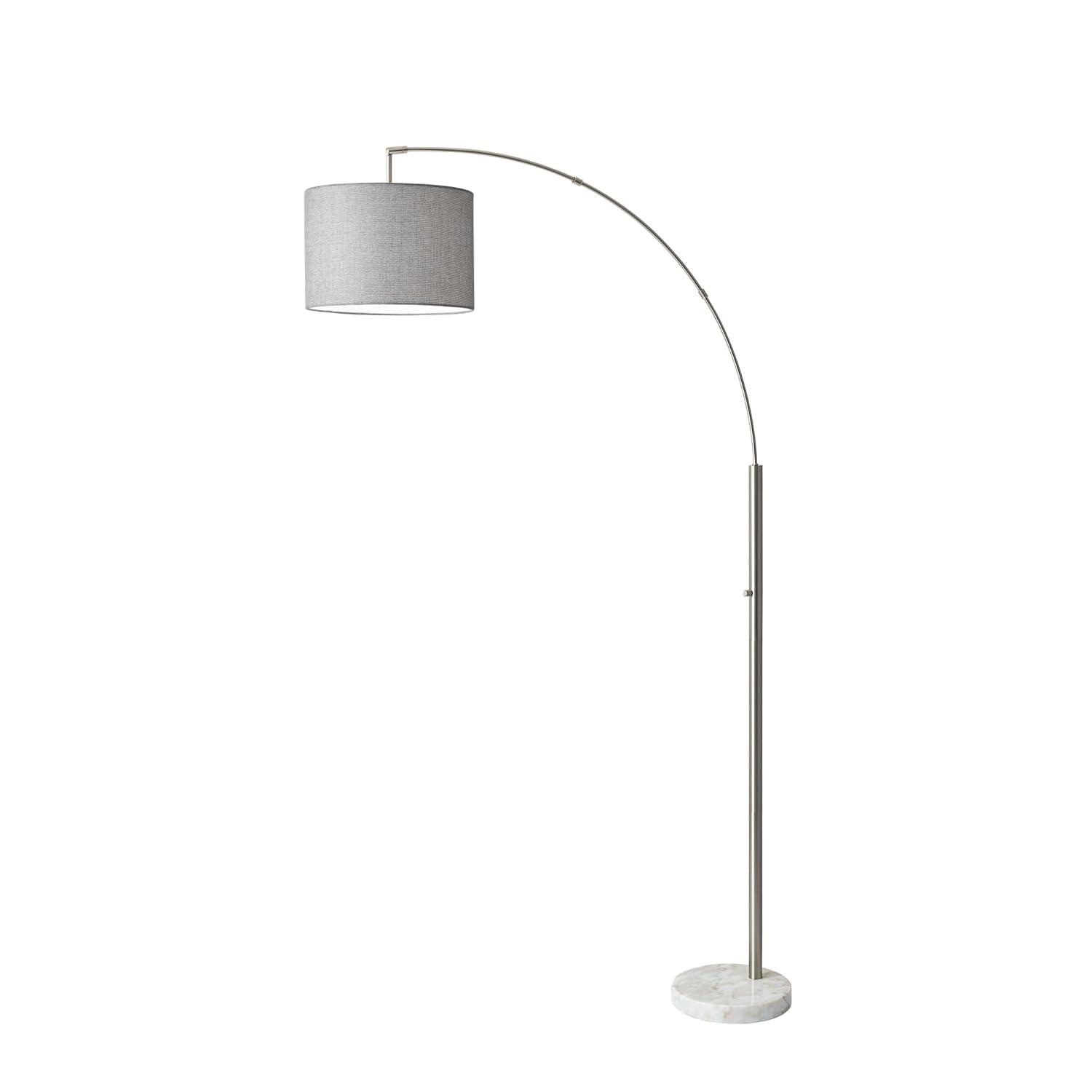 73.5" Bowery Arc Lamp Steel - Adesso: Contemporary Design, ETL Listed, Linen Shade, Metal Body
