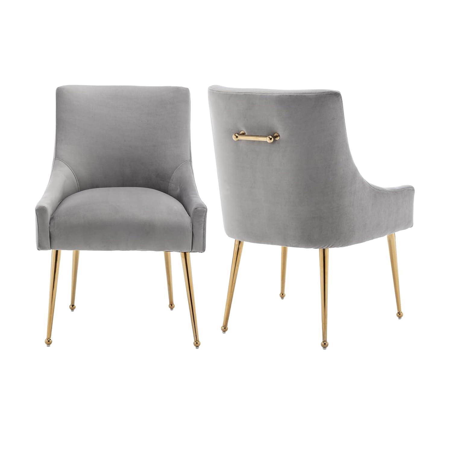 Dining Chairs Set of 2, Modern Velvet Accent Kitchen Chairs with Gold Legs Upholstered Guest Chairs for Living Room/Kitchen/Restaurant/Study Room