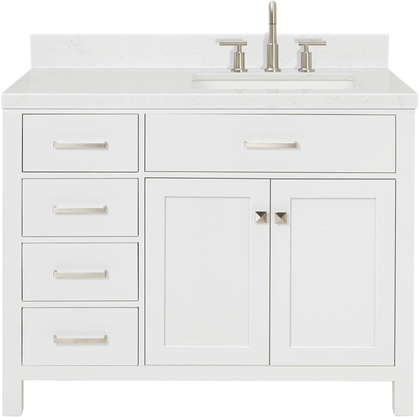 Ariel H036slcqrvo Bristol 36" Free Standing Single Basin Vanity Set - White