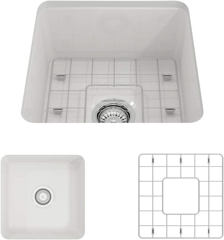 Sotto Dual-mount Fireclay 18 In. Single Bowl Bar Sink With Protective Bottom Grid And Strainer In White