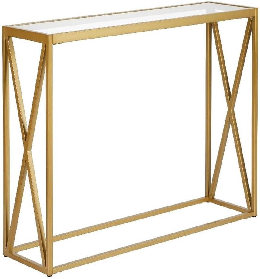 Evelyn&Zoe Arlo 36" Wide Rectangular Console Table, Blackened Bronze