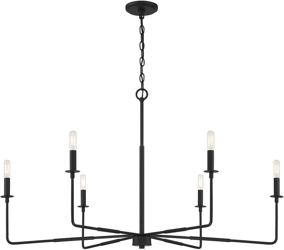 Salerno Matte Black Rustic 6-Light Chandelier (42" W x 25" H)