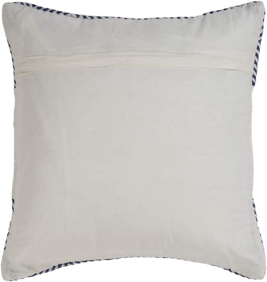 Ox Bay Blue Geometric White Striped Throw Pillow, 18" Square, Count per Pack 1