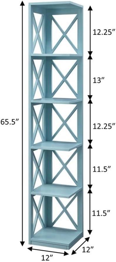 Convenience Concepts Oxford 5 Tier Corner Bookcase, Sea Foam Blue