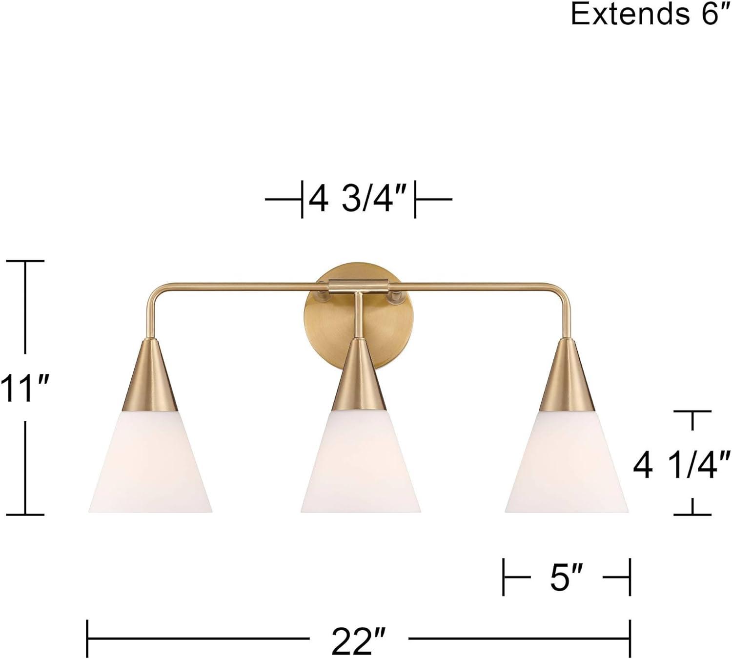 Possini Euro Design Possini Euro Amie 22" 3-Light Warm Brass and Opal Glass Bath Light