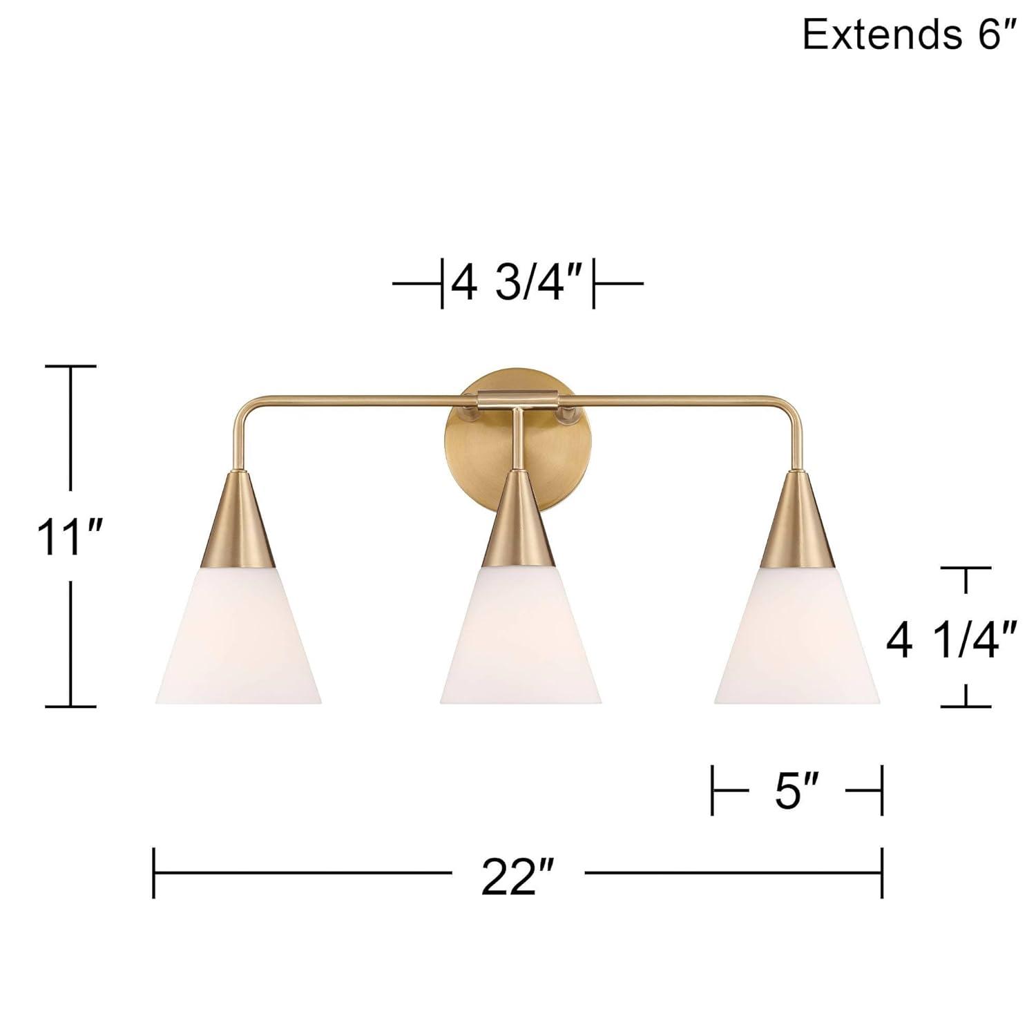 Possini Euro Design Possini Euro Amie 22" 3-Light Warm Brass and Opal Glass Bath Light