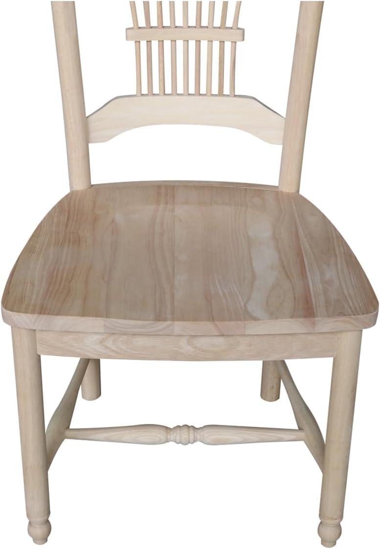 International Concepts Set Of 2 Sheafback Chair Unfinished: Hardwood Frame, Farmhouse Style, 225 lbs Capacity