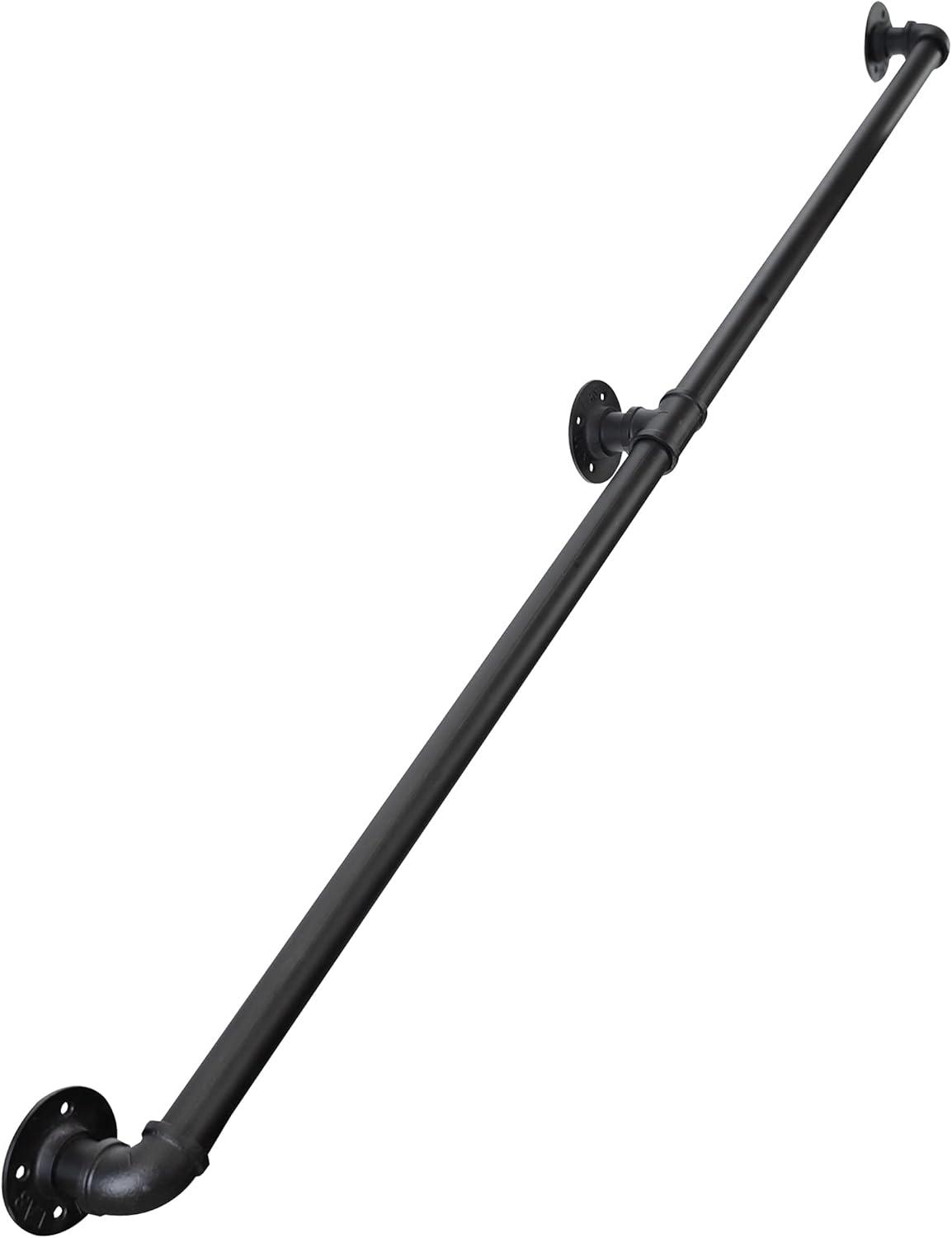 Handrails for Outdoor Steps 5FT, Galvanized Steel Handrails for Indoor Stairs Easy to Install, Iron Balusters Hand Railing Indoor Outdoor for Household or Commercial Buildings