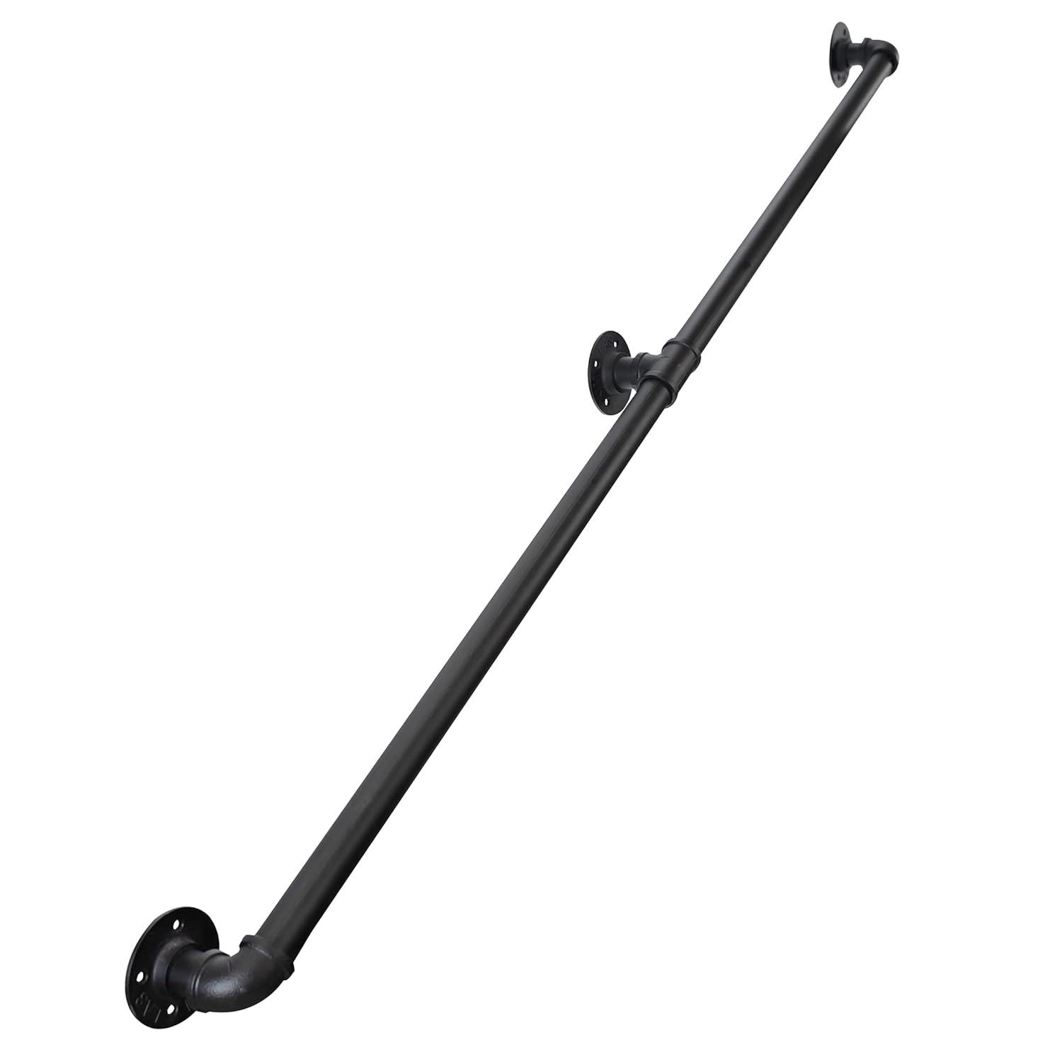 Handrails for Outdoor Steps 5FT, Galvanized Steel Handrails for Indoor Stairs Easy to Install, Iron Balusters Hand Railing Indoor Outdoor for Household or Commercial Buildings