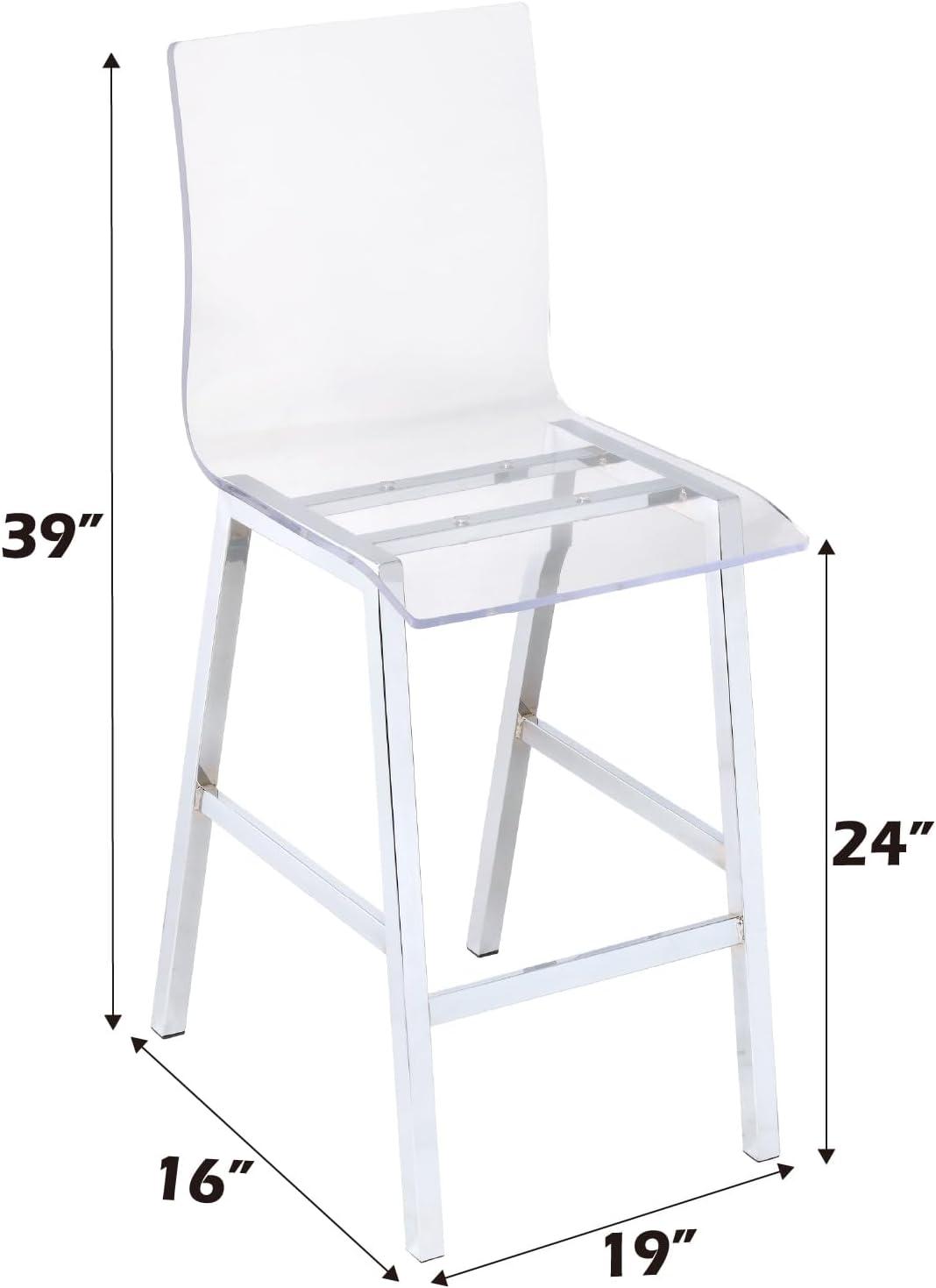Clear Acrylic and Chrome Counter Height Dining Chair Set of 2