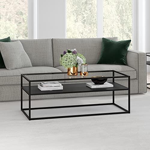 Ada 46'' Rectangular Blackened Bronze Metal & Glass Coffee Table