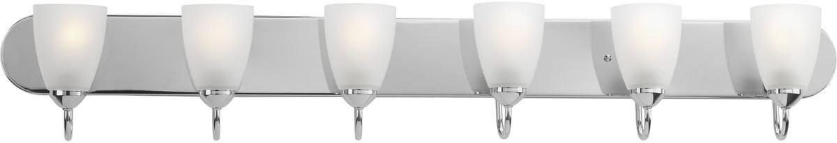 Progress Lighting Gather 6-Light Bath Bracket, Polished Chrome, Etched Glass Shades