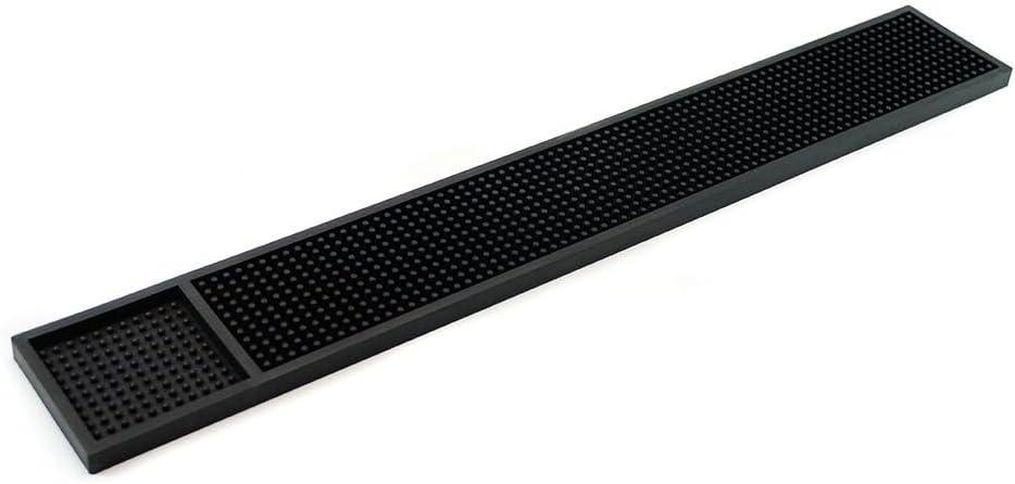 Black Rubber Bar Service Mat with Drainage 24" x 3.5"