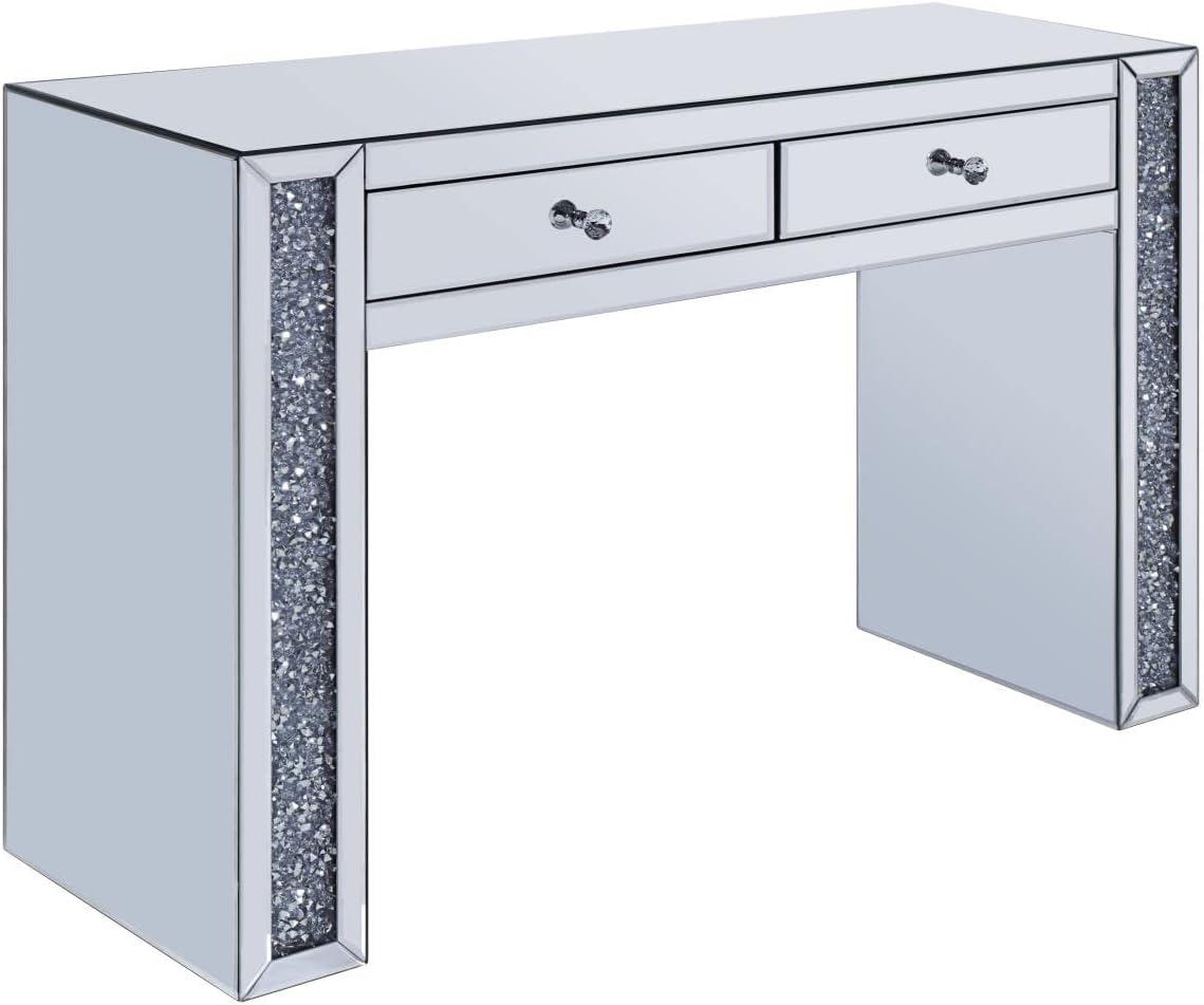 Noralie 47" Mirrored Vanity Desk with Faux Diamonds