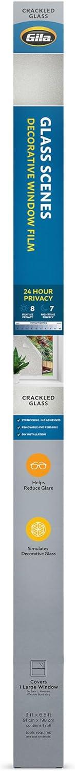 Crackled Glass Decorative Static Cling Window Film, 36 x 78 Inches