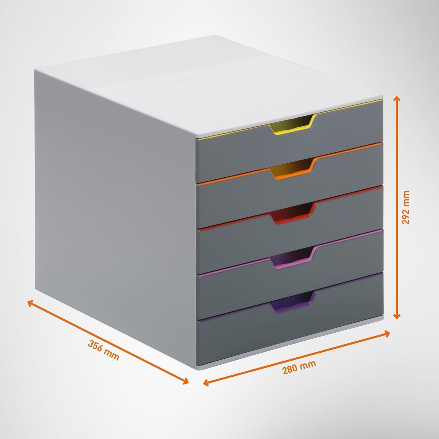 Gray and Multicolor 5-Drawer Desktop Organizer