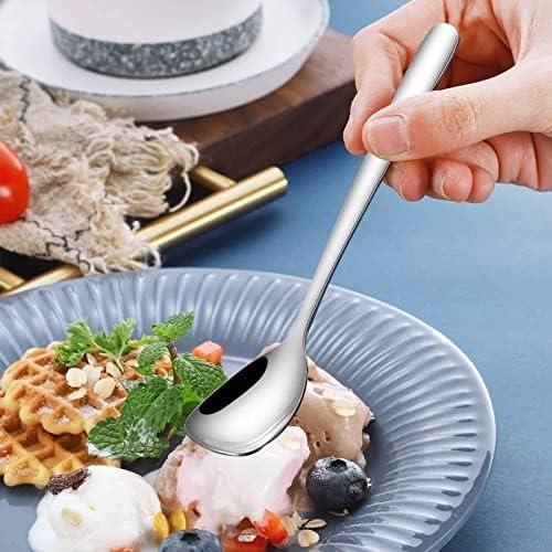 Set of 6 Silver Stainless Steel Dessert Spoons