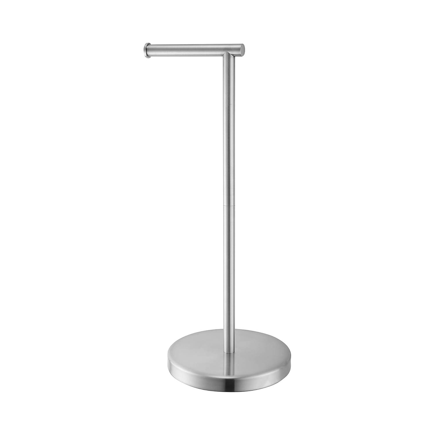 BGL Freestanding Toilet Paper Holder - Brushed Nickel, Reserve Storage for Paper Rolls
