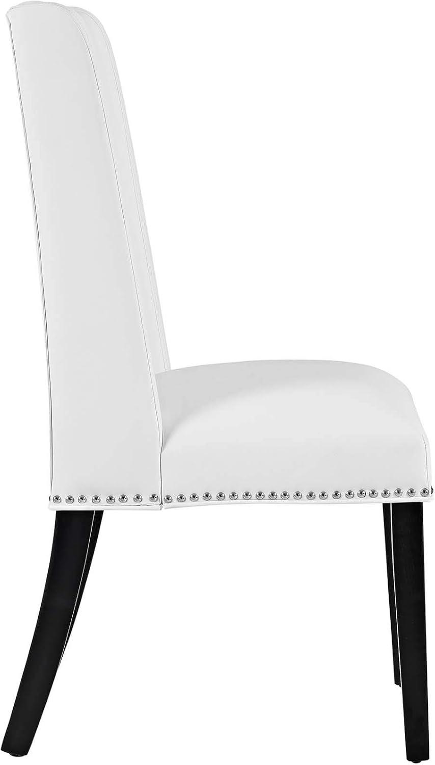 Modway Baron 20.5" Solid Rubberwood and Vinyl Dining Chair in White (Set of 4)