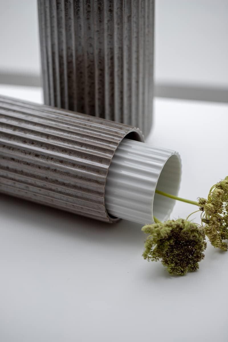 White Fluted Porcelain Decorative Table Vase