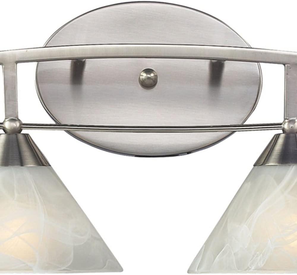 Satin Nickel 3-Light Vanity with Marblized White Glass Shade