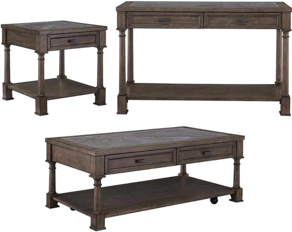 Gray Flannel Rectangular Wood Cocktail Table with Storage