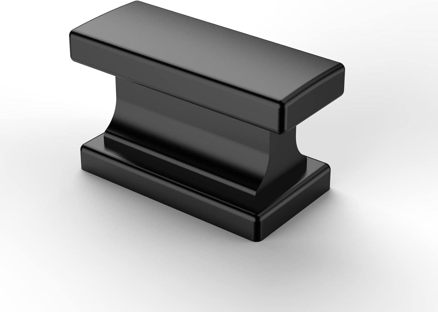 Matte Black Square Zinc Cabinet Knobs with Mounting Hardware