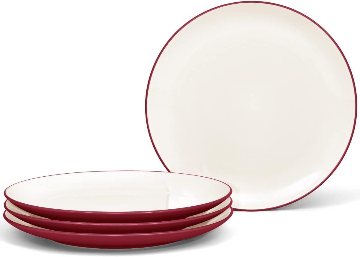 Raspberry Ceramic Coupe Salad Plates, Set of 4