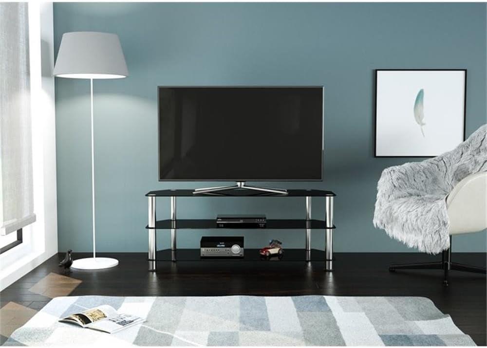 AVF Transitional Steel and Glass TV Stand for up to 60" TVs in Black/Chrome