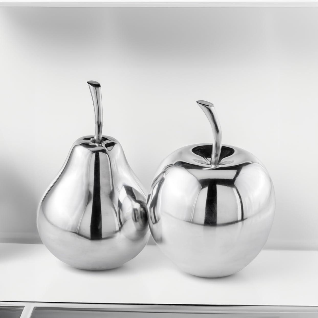 Modern Day Accents Peral Polished Pear, Silver, Fruit, Tabletop, Transitional, Sculpture, Accents, Décor, Desk, Aluminum, 6" L x 6" W x 11" H