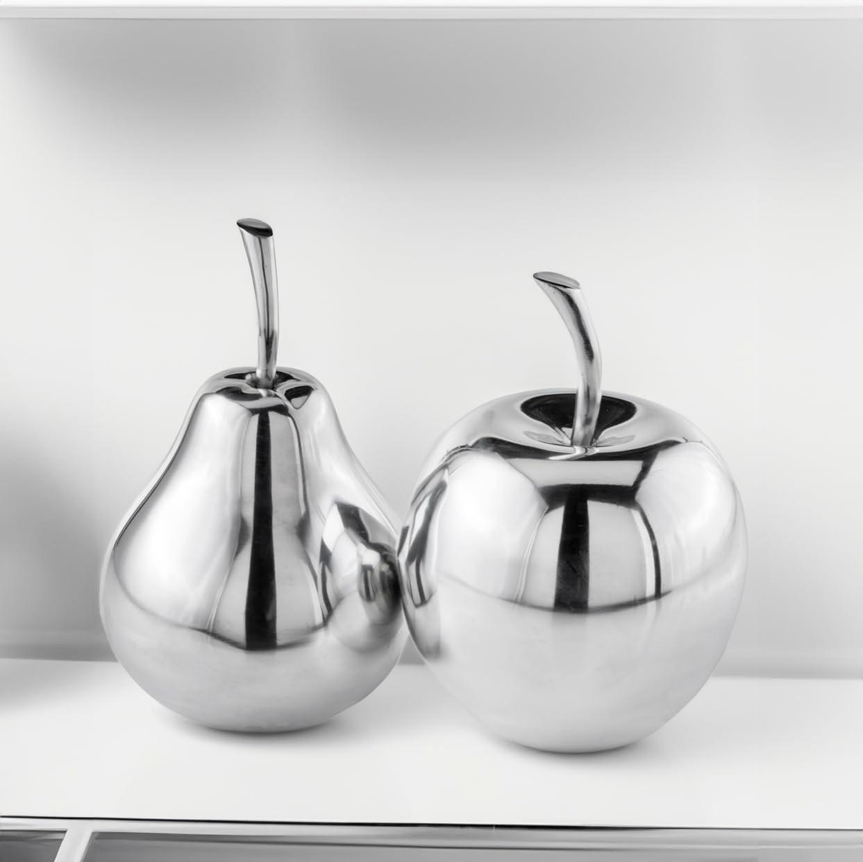 Modern Day Accents Peral Polished Pear, Silver, Fruit, Tabletop, Transitional, Sculpture, Accents, Décor, Desk, Aluminum, 6" L x 6" W x 11" H