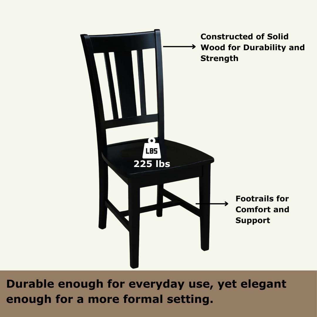 International Concepts Set of 2 San Remo Splatback Chairs Jet Black: Rubberwood Frame, Armless Design