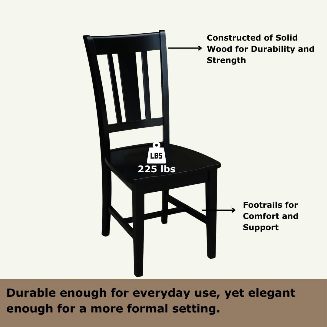 International Concepts Set of 2 San Remo Splatback Chairs Jet Black: Rubberwood Frame, Armless Design