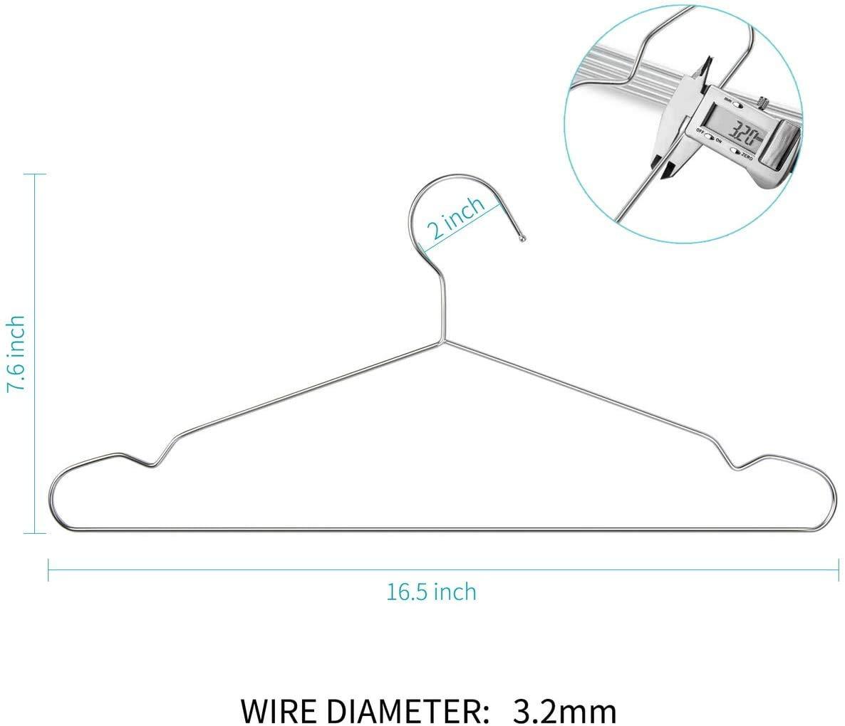 Hokku Designs Wire Hangers Coat Hangers Strong Heavy Duty Metal Hangers 16.5 Inch Ultra Thin Space Saving Clothes Hangers,(Sliver/50 Pack )