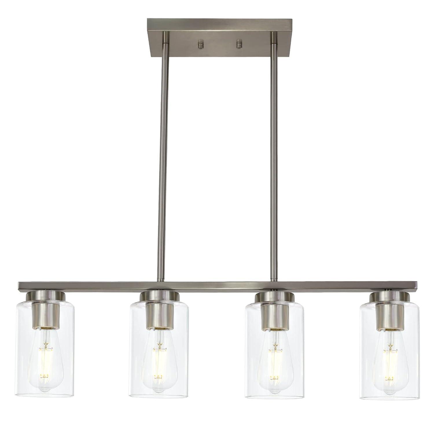 1-Light 5.75" Minimalist Industrial Farmhouse Adjustable Hanging Clear Cylinder Glass Pendant Metallic Silver - Lalia Home: UL Listed, E26 Base