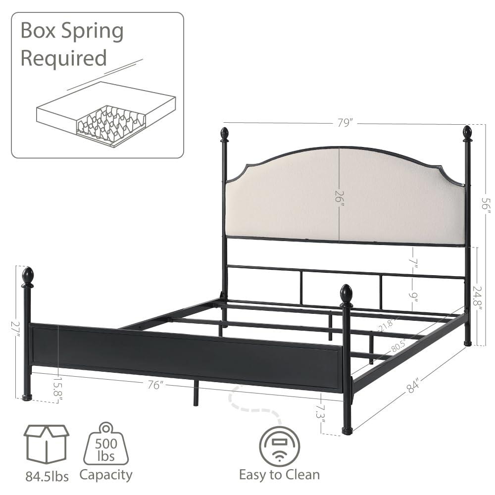 Blakesburg Upholstered Metal Four Poster Bed