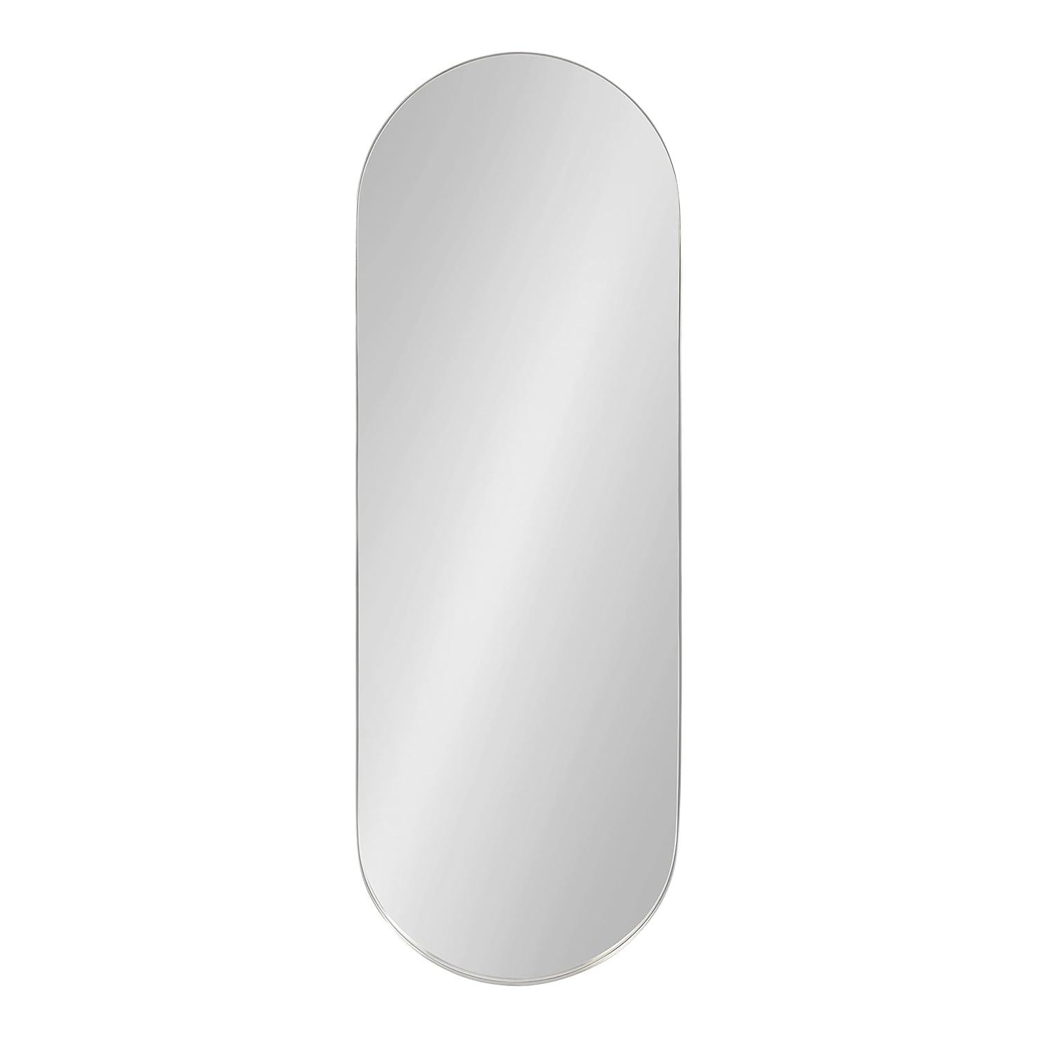 16"x48" Rollo Capsule Framed Decorative Wall Mirror Silver - Kate & Laurel All Things Decor: Full-Length, Oval, Metal Frame