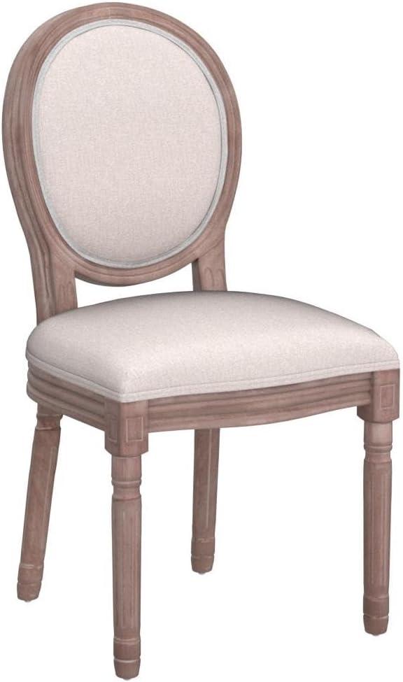 Sumdeal French Dining Chairs Set, Upholstered Vintage Farmhouse Chair,Mid Century Fabric Chair with Solid rubberwood Leg for Dining Room Bedroom Kitchen Restaurant