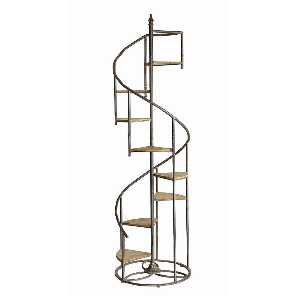 Crestview Collection Darby Spiral Staircase Metal and Wood Bookcase, 22.5" x 22.5" x 76"