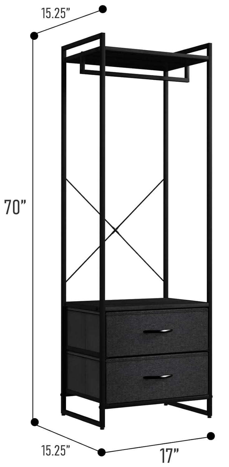 Sorbus Sorbus 2 Drawer Clothing Rack with Wood Top and Steel Frame