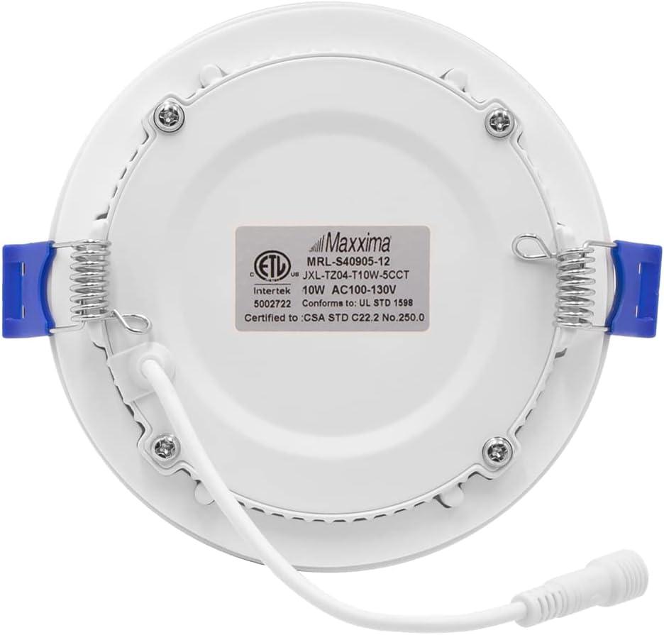 Maxxima 4 in. Ultra Thin LED Downlight, Slim Recessed Canless Light, IC Rated, 750 Lumens, Dimmable