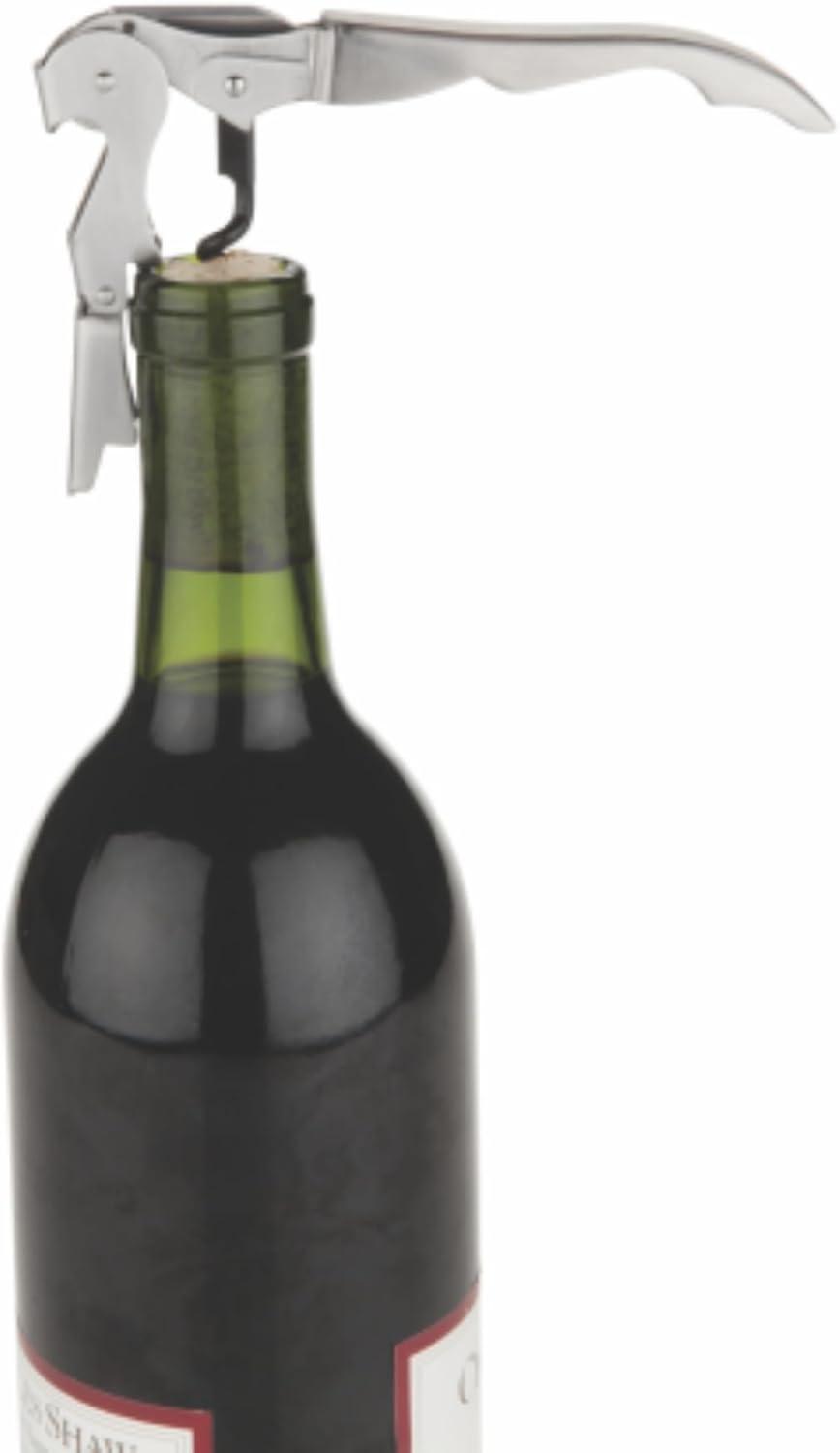 True TrueTap Double Hinged Waiter’s Corkscrew, Stainless Steel Wine Key Bottle Opener with Foil Cutter